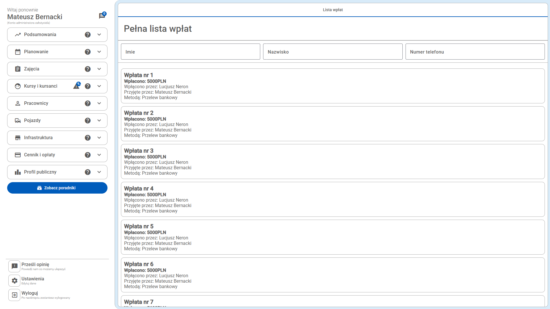 Finanse w CarDriveManager